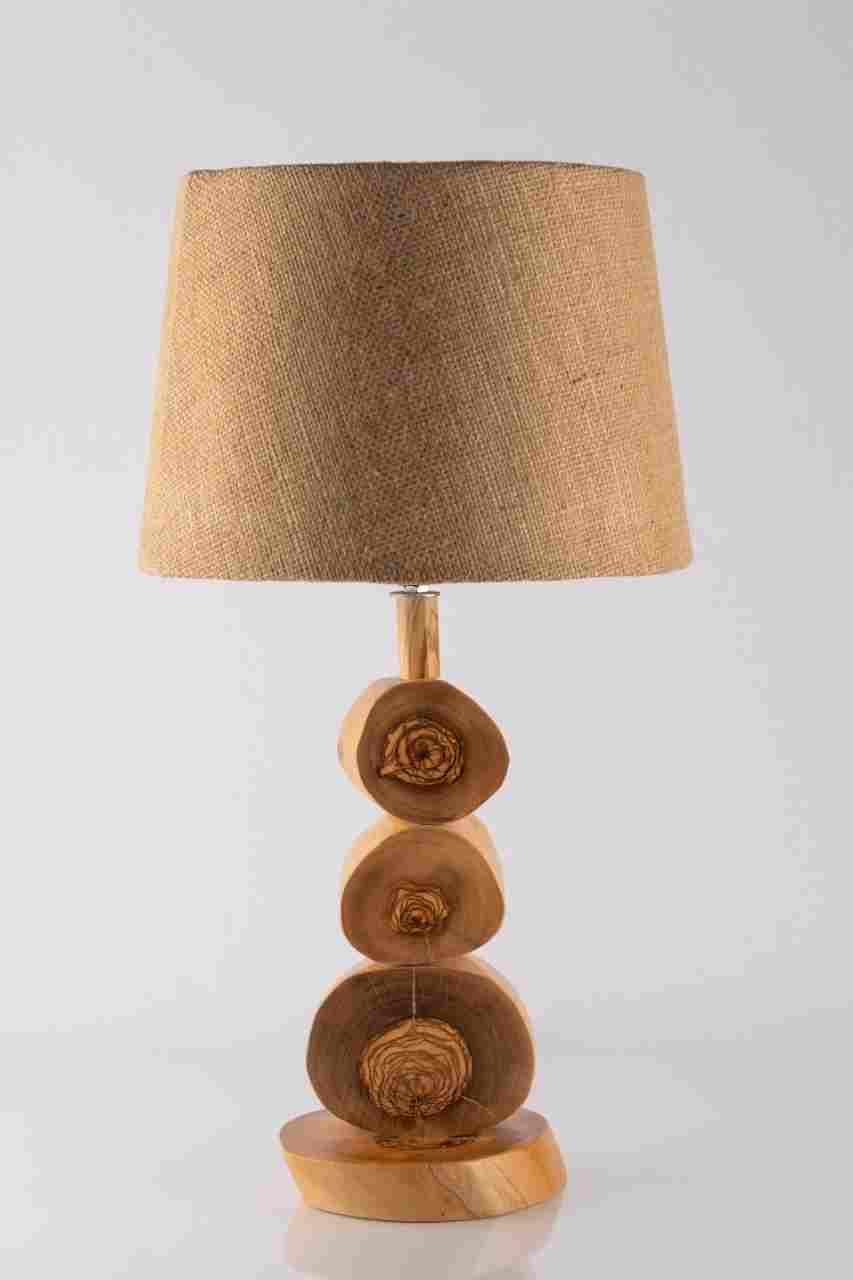 Lampshades made of natural olive wood