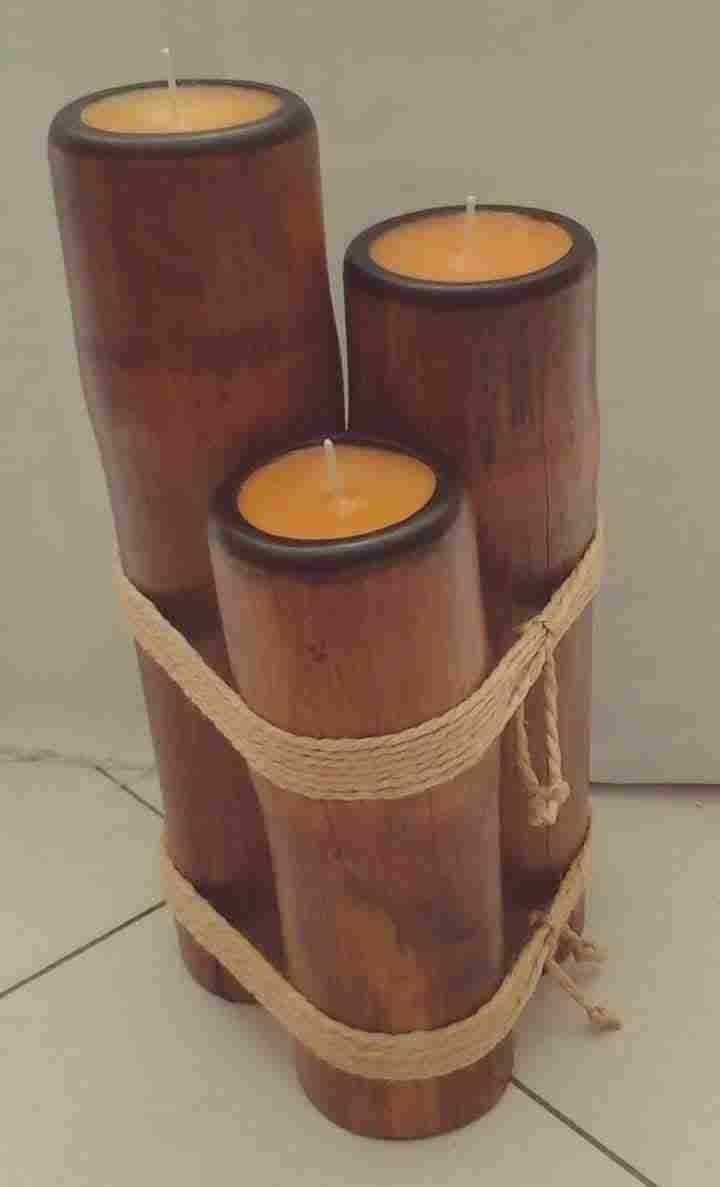 Handmade bamboo candle set
