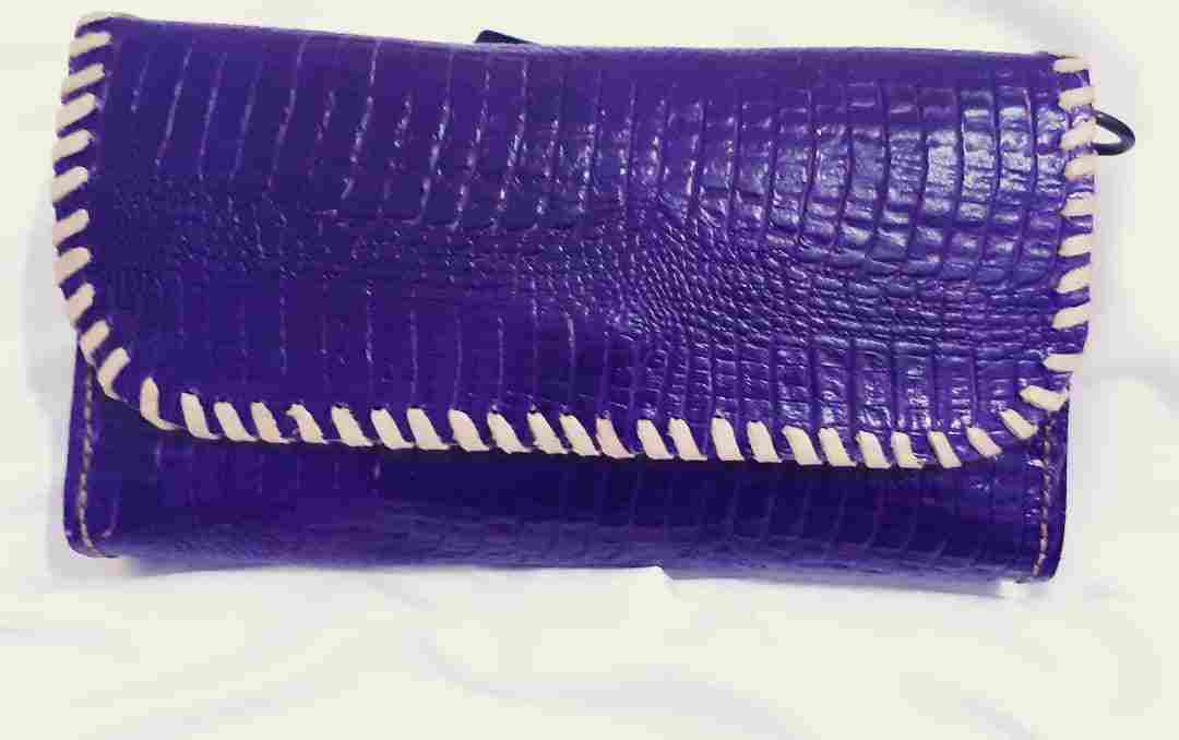 Genuine Lebanese leather bag with crocodile print