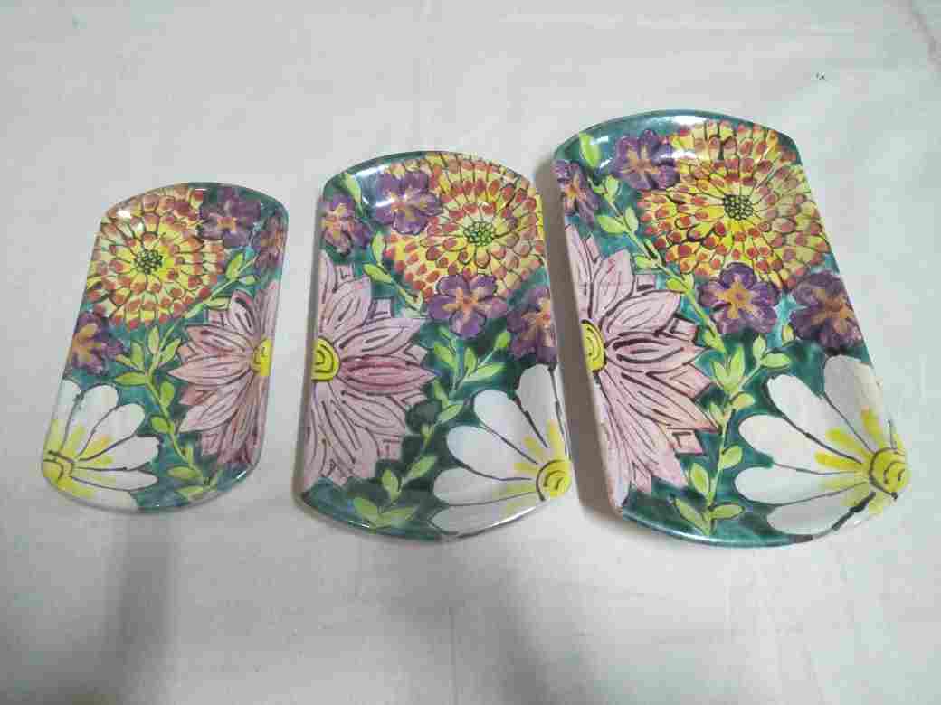 Hand-painted Drawing porcelain tray set 3 pieces