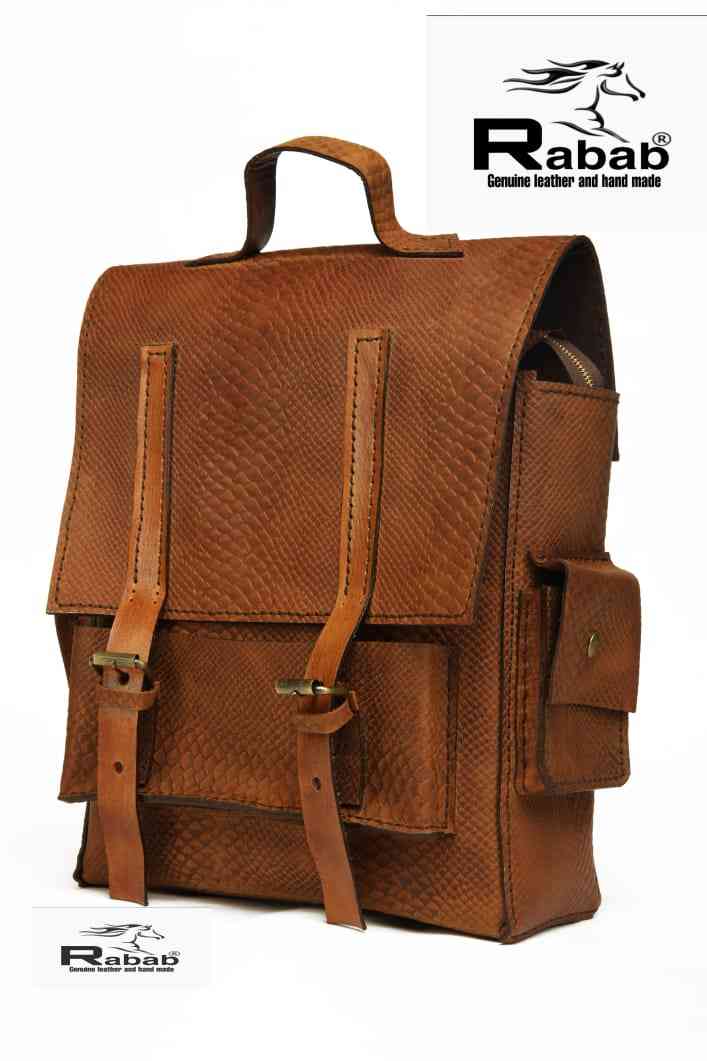 Handmade natural leather backpack