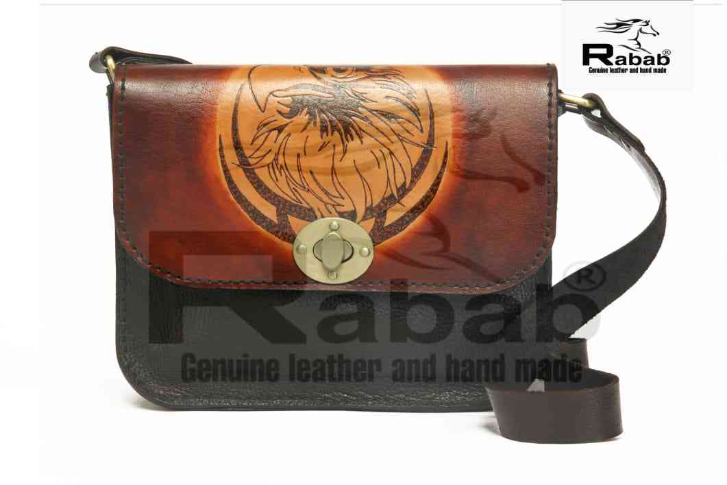 Raw cowhide natural leather bag with burning technology