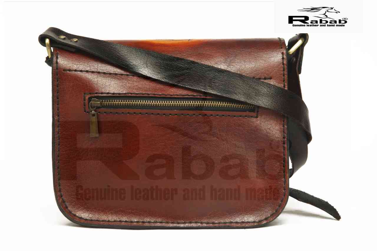 Raw cowhide natural leather bag with burning technology