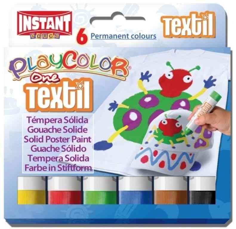 Textil Pack of 6 Playcolor Textile Solid Poster Paint Sticks No:10401