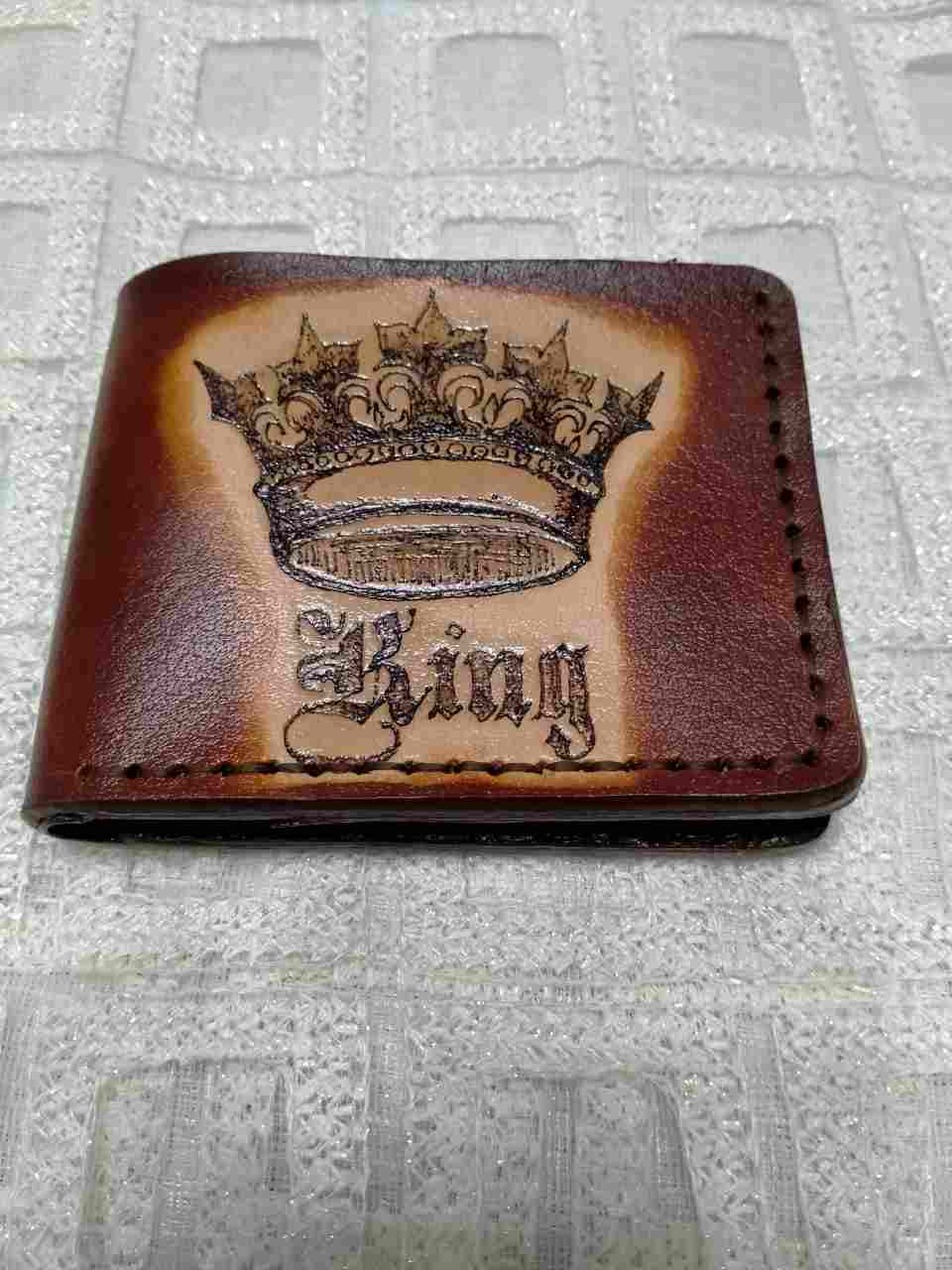 Genuine leather men's wallet hand made