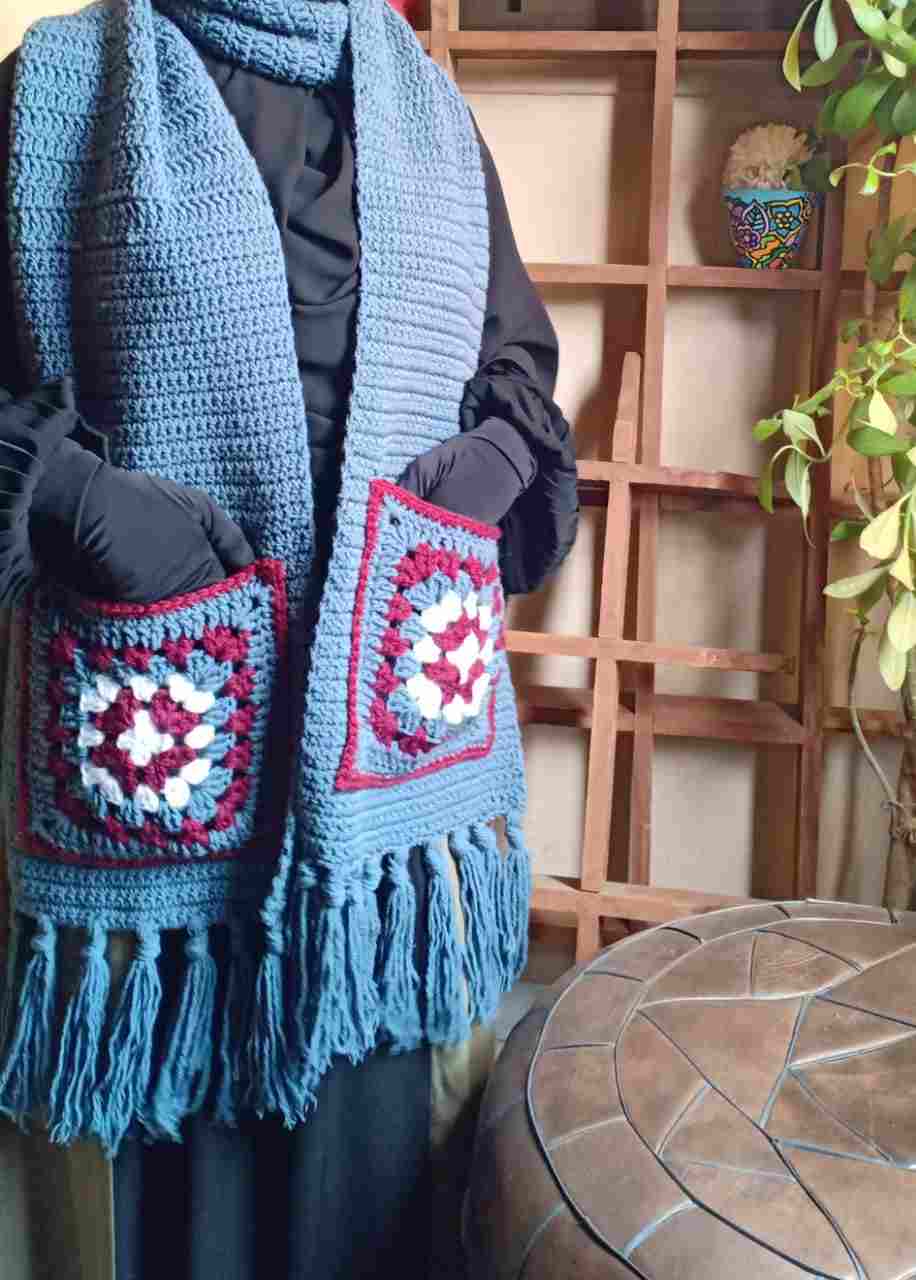 Wool scarf 2 pocket