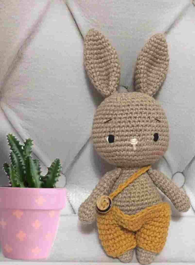 Amigurumi bunny crocheted anthropomorphic