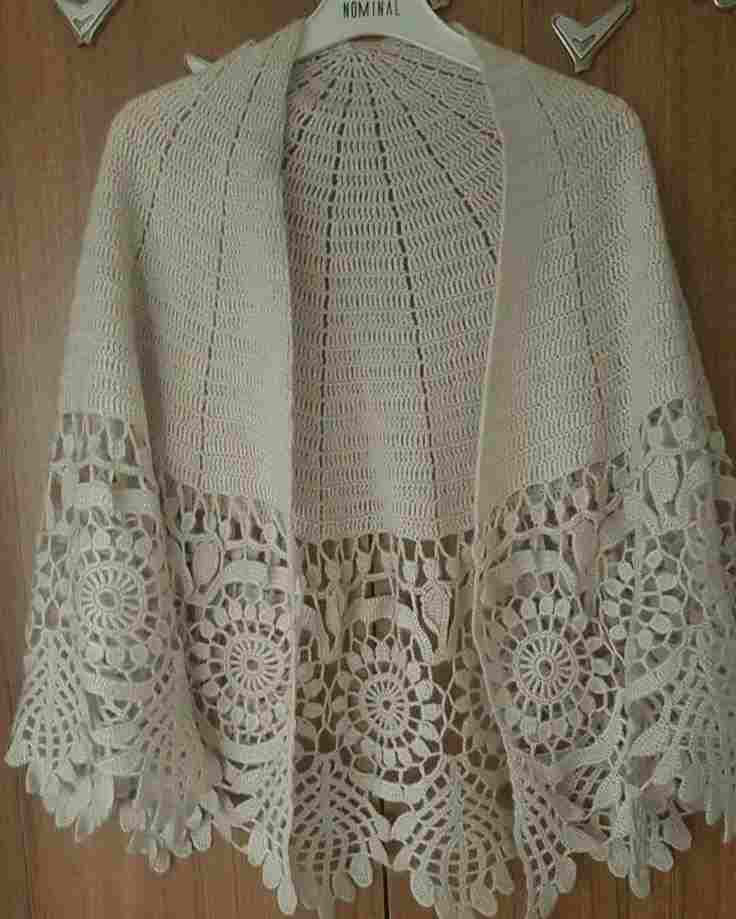 Lacy crochet shawl, special piece, Turkish wool yarn