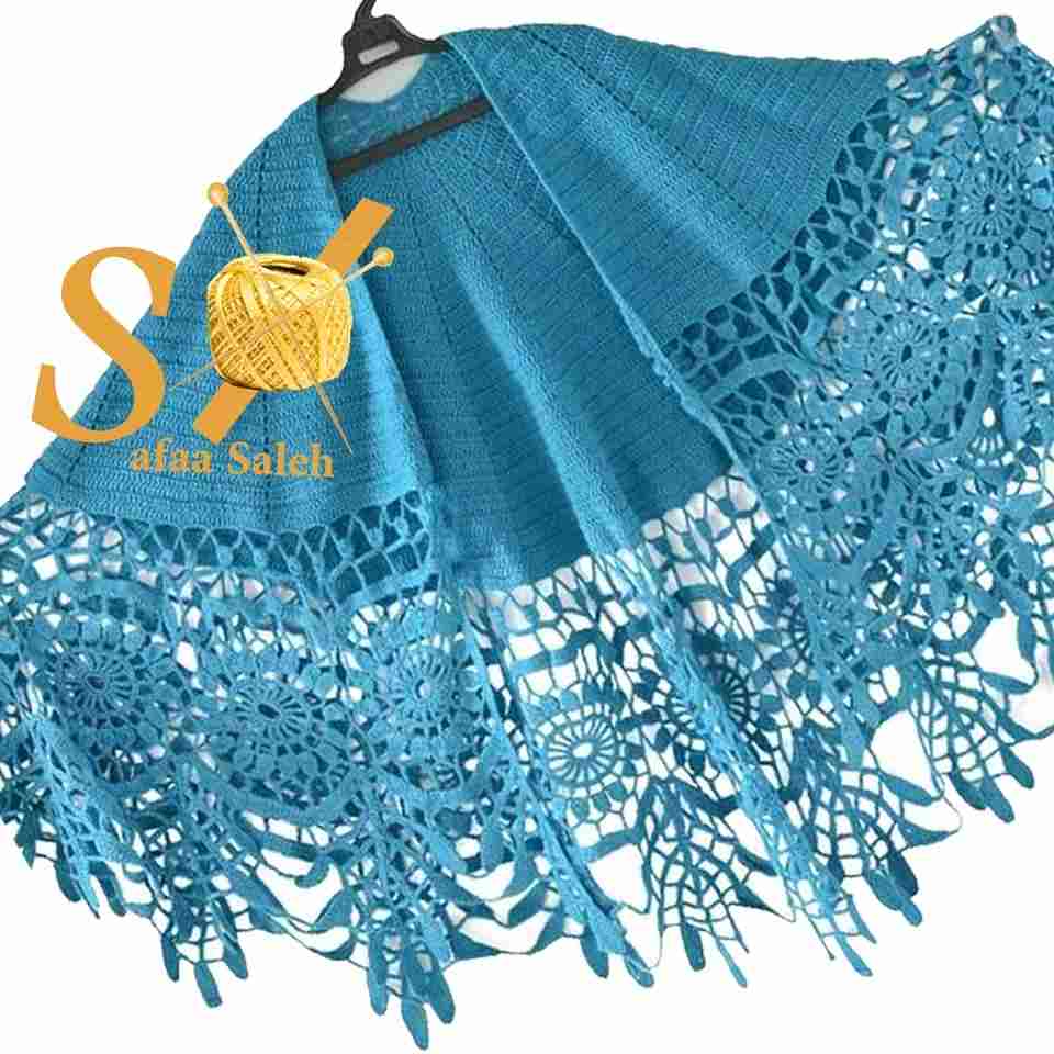Lacy crochet shawl, special piece, Turkish wool yarn