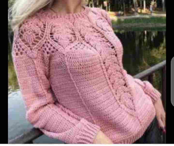 Women's blouse leaf stitch crochet Turkish wool thread