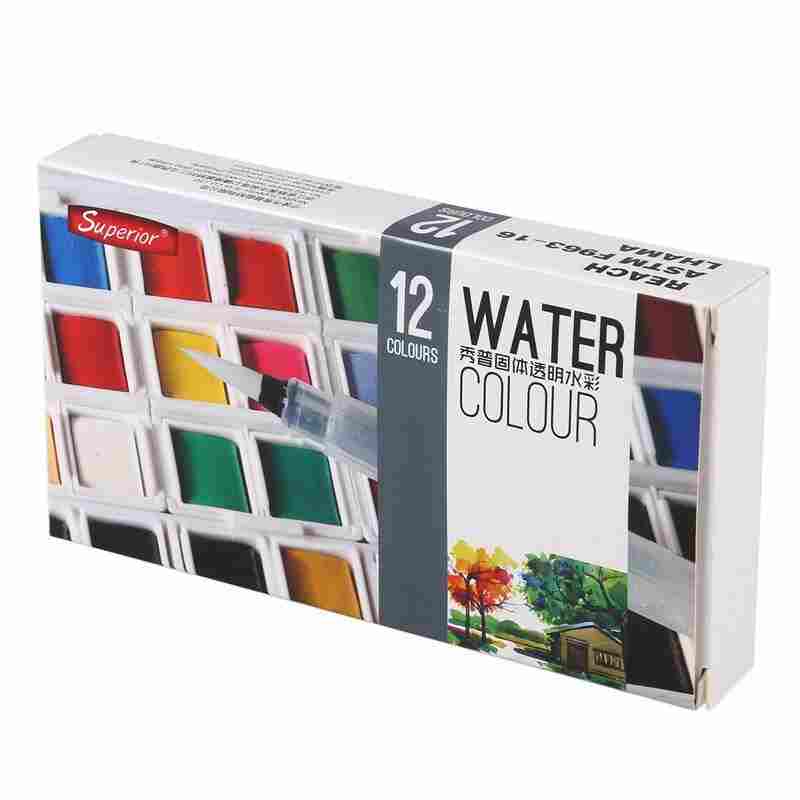 Superior Pigment Solid Watercolor Paints - 12 colours